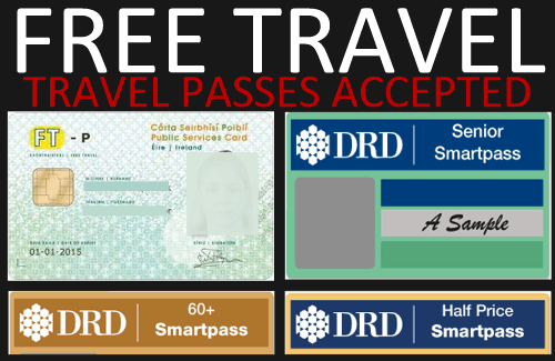 Free Travel Passes Accepted - Republic of Ireland and Northern Ireland travel passes  accepted by Patrick Gallagher Coaches, Donegal - Belfast bus service